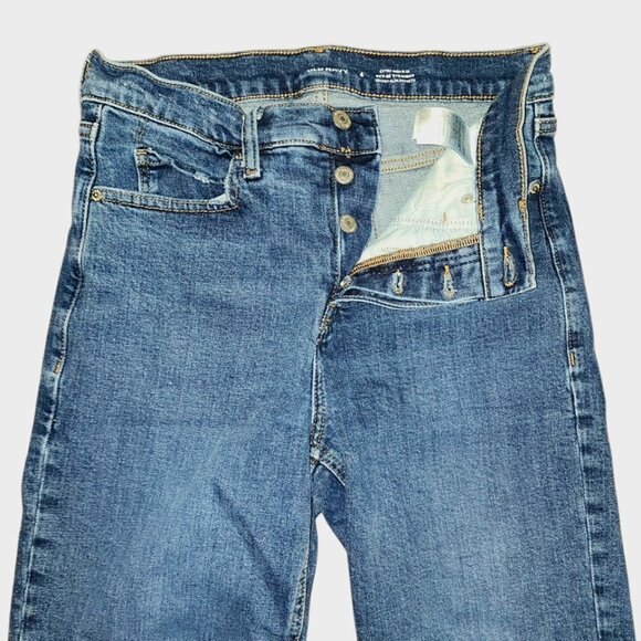 Old Navy Jeans Womens 4 Blue Denim Extra High Rise Sky Hi Straight Button Fly - Picture 2 of 4